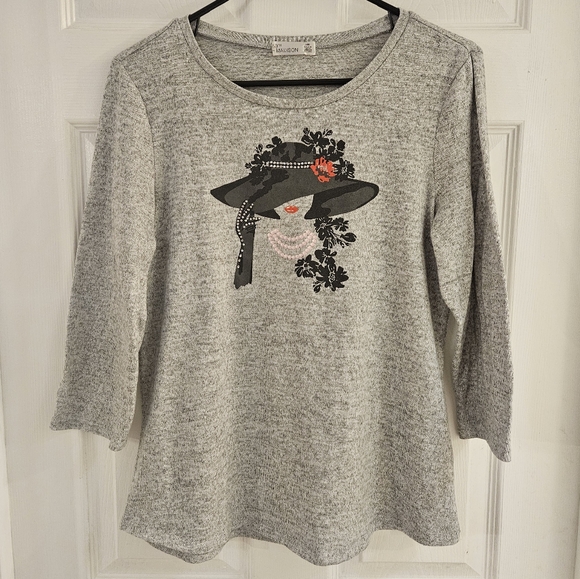 89th & Madison Sweater Lady Print Size Medium - Picture 8 of 11